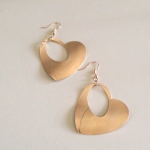 Gold heart dangle earrings